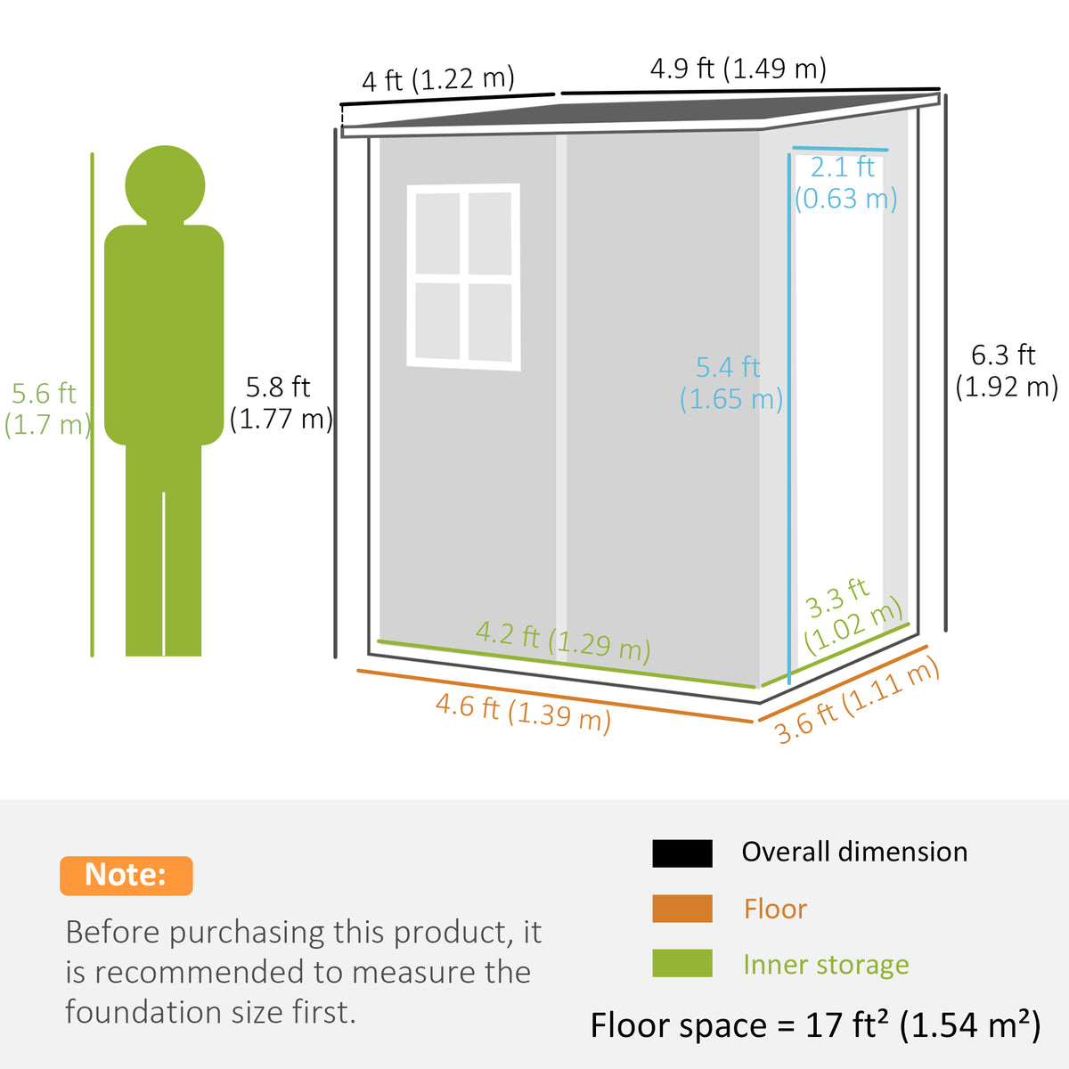 Lean-to Garden Shed 4x5 with Lockable Window