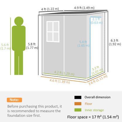 Lean-to Garden Shed 4x5 with Lockable Window