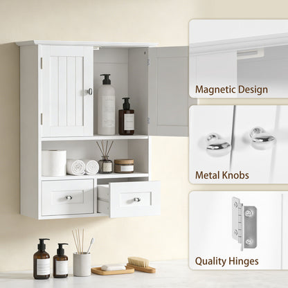Wall Cabinet Bathroom with Drawers and Open Shelf