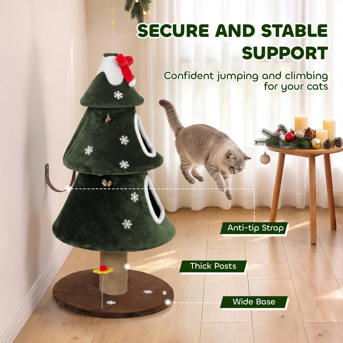 Árbol de Navidad para gatos con múltiples niveles y postes