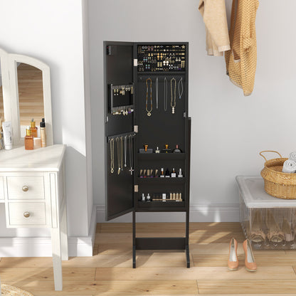 Standing Jewelry Armoire with Mirror and LED Lights