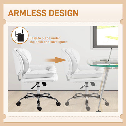 Swivel wide office chair without arms leathaire