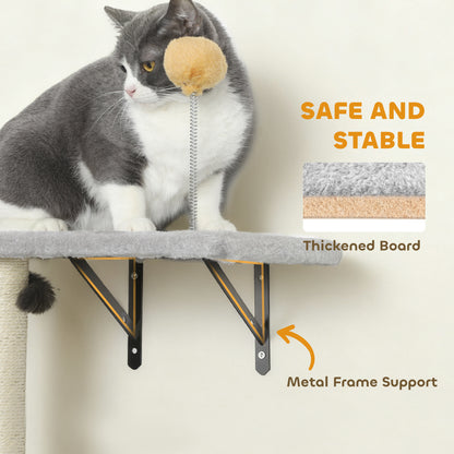 Conjunto de pared para gatos de 4 piezas con rascadores