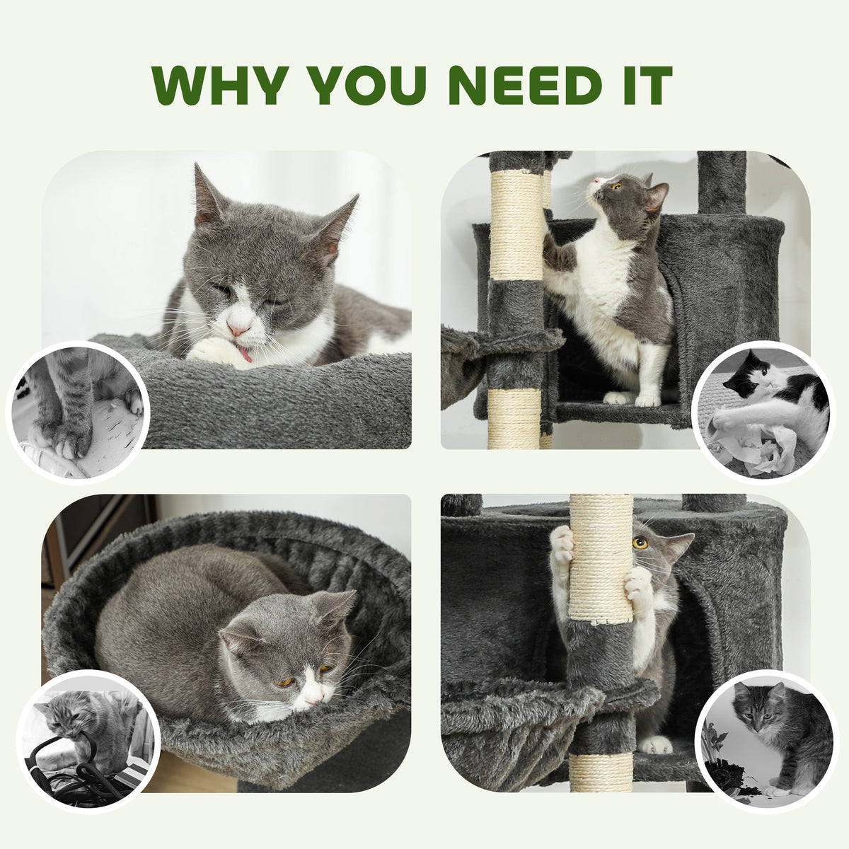 Árbol para gatos de varios niveles de 133 cm