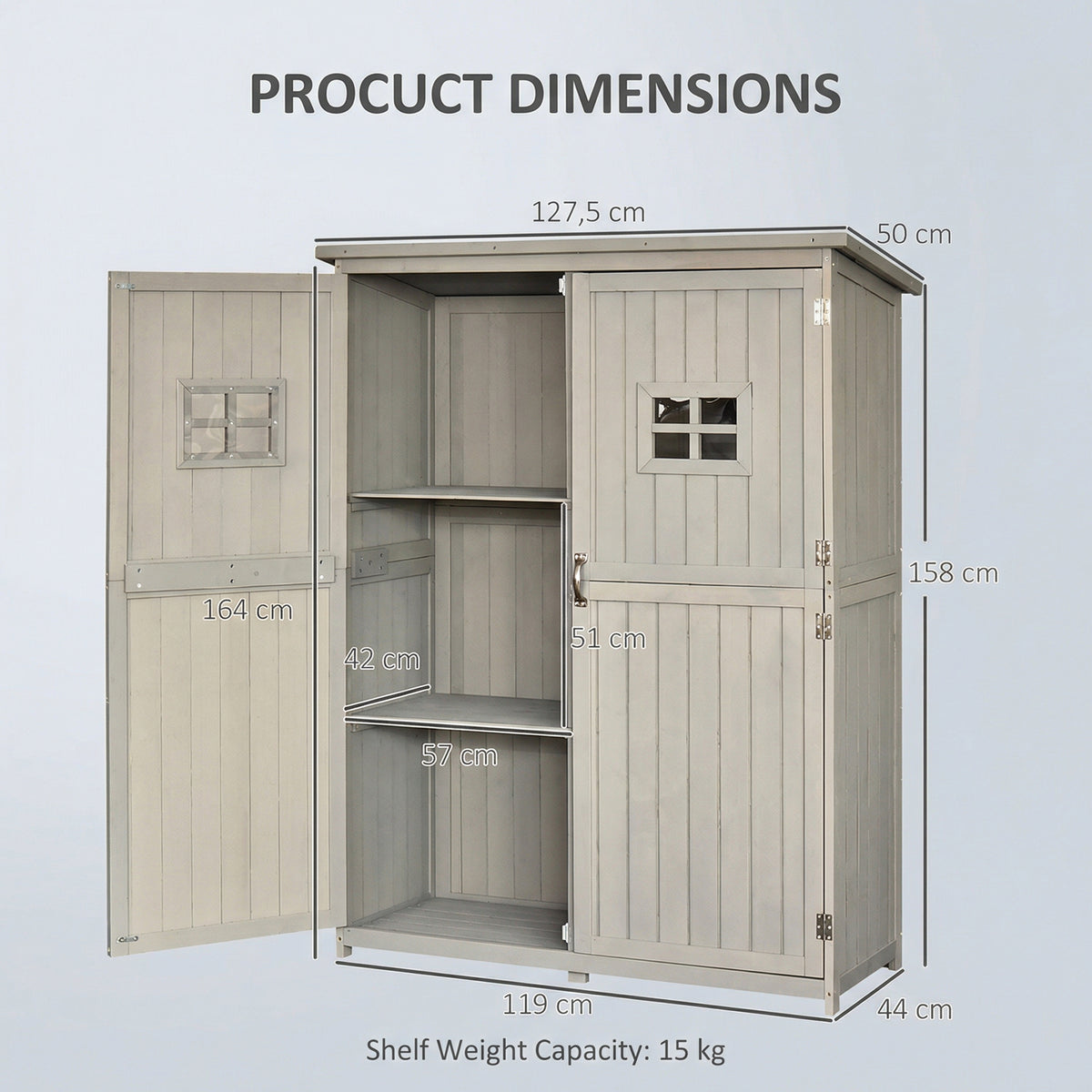Wooden Garden Shed 4x1.5 ft with Double Doors