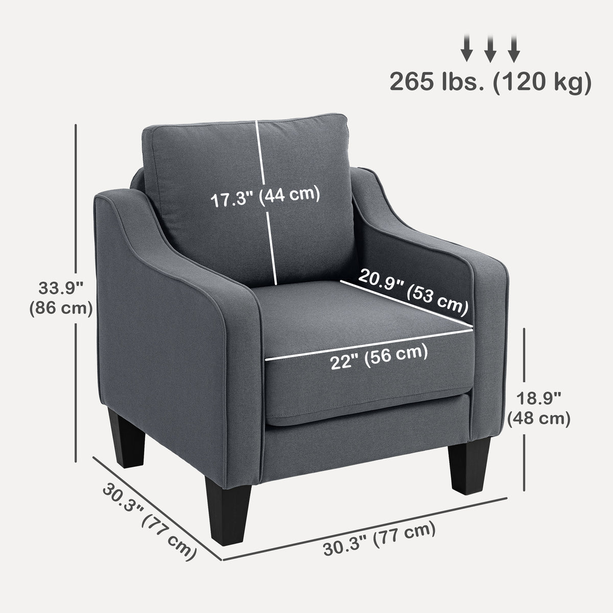 Modern linen accent armchair