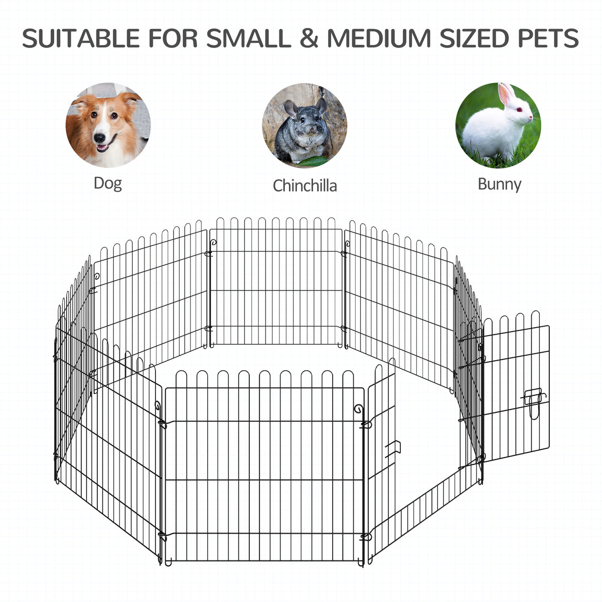 Parque para perros octogonal de 8 paneles plegable