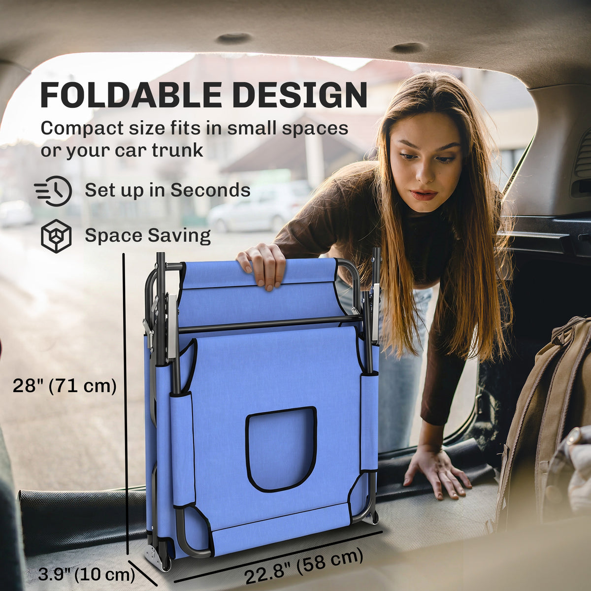 Tumbona plegable con orificio facial ajustable