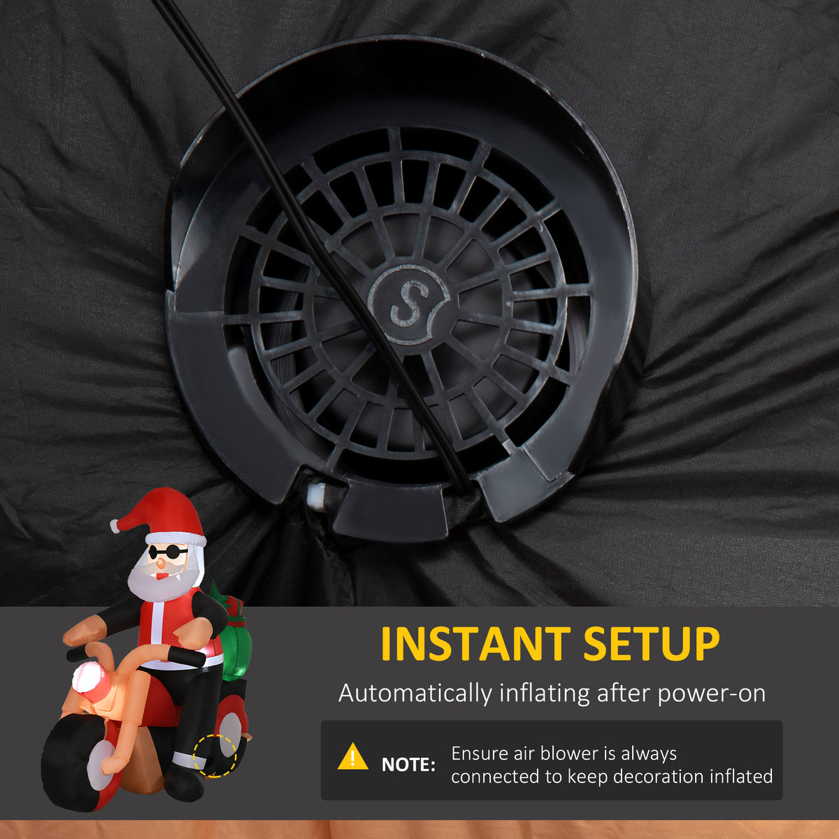 Decoración inflable navideña de Papá Noel en moto de 5,5 pies