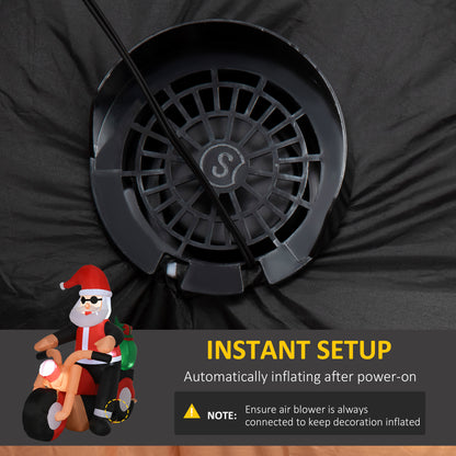 Decoración inflable navideña de Papá Noel en moto de 5,5 pies