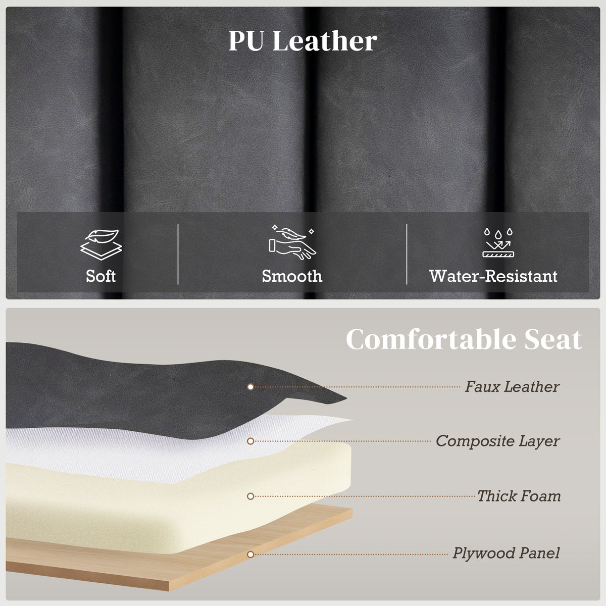 Cylindrical PU Leather Bedroom Bench
