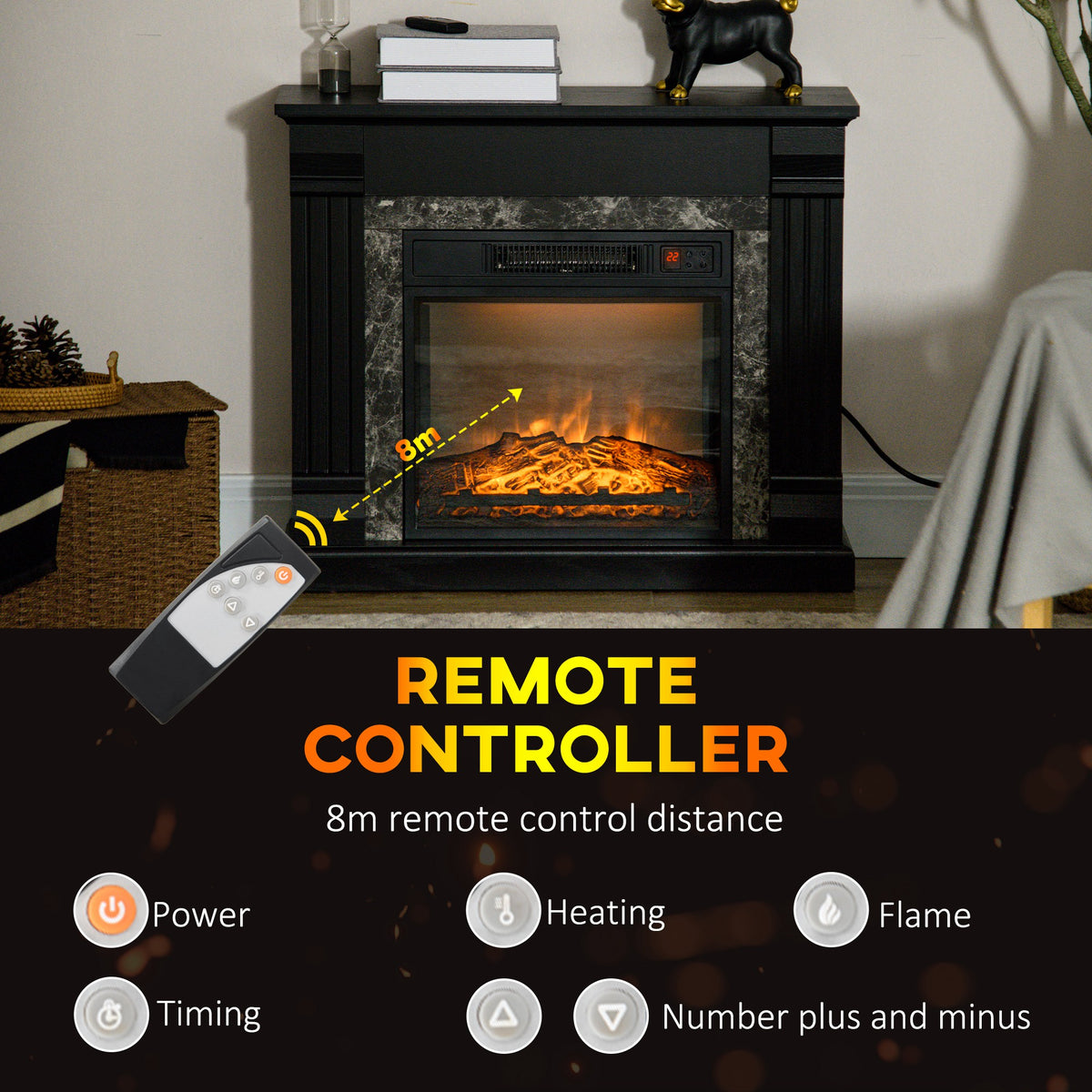 Electric fireplace mantel freestanding heater