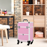 Professional rolling aluminum makeup train case trolley