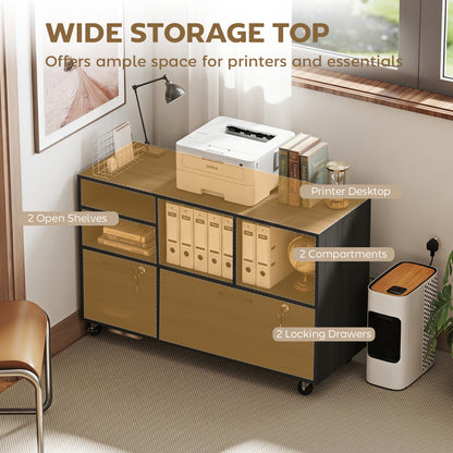 Mobile file cabinet with charging station and lock