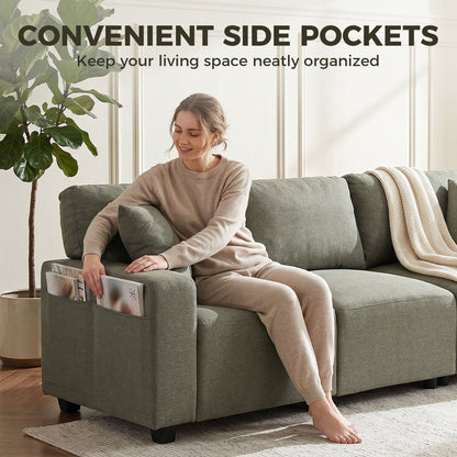 3-Seater Sofa with Side Pockets and Pocket Springs