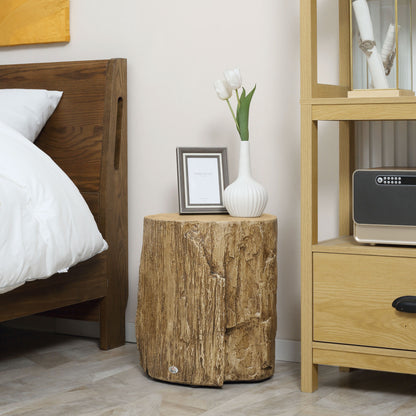 Concrete finish tree stump side table