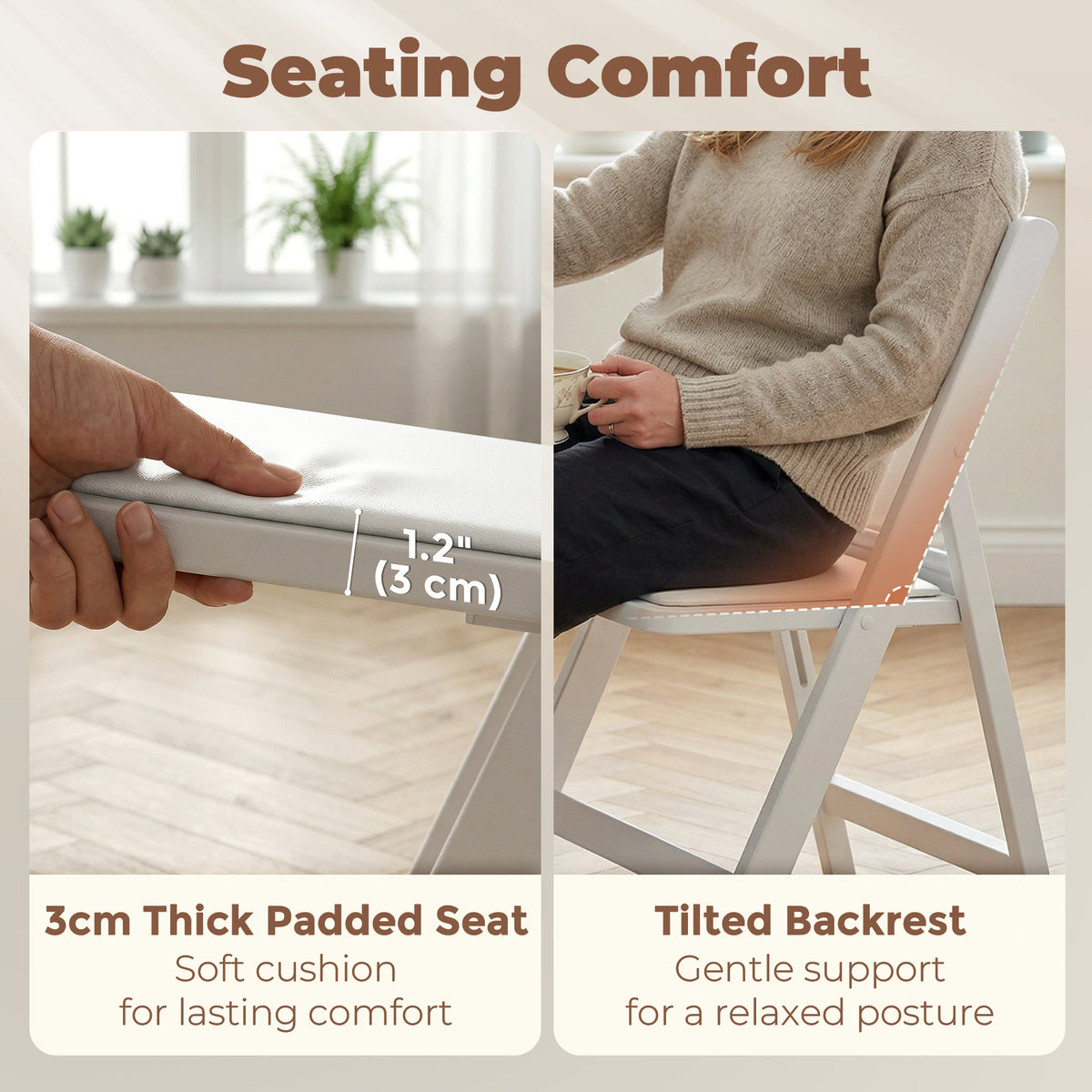 Padded Folding Resin Chairs, Set of 4