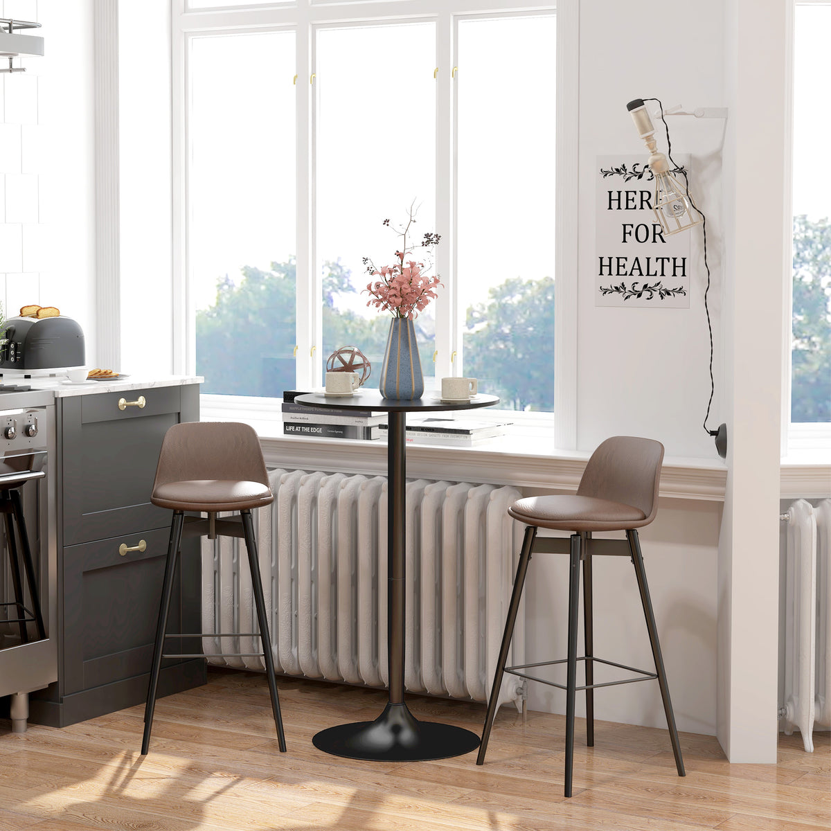 Modern Round High Top Bar Table — Bistro for 2