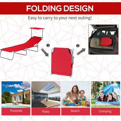 Folding Lounge Chair with Adjustable Sun Shade