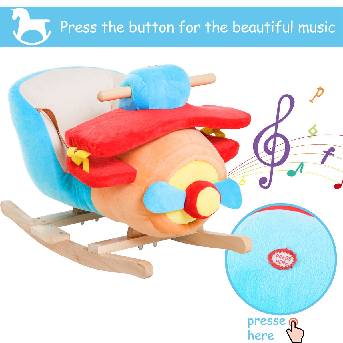 Plush airplane rocking horse