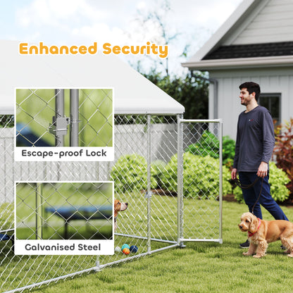 Canil exterior de acero galvanizado para perros con techo impermeable