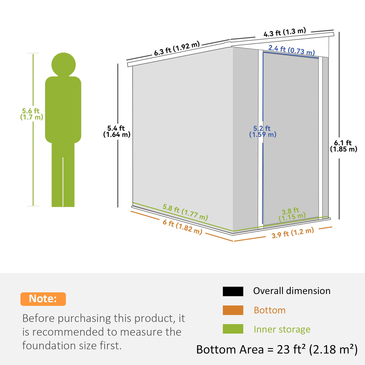 Vertical Outdoor Storage Shed with Double Door