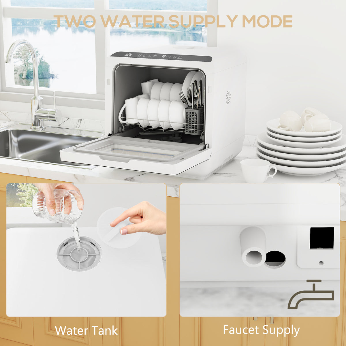 Countertop Dishwasher with 6 L Water Tank