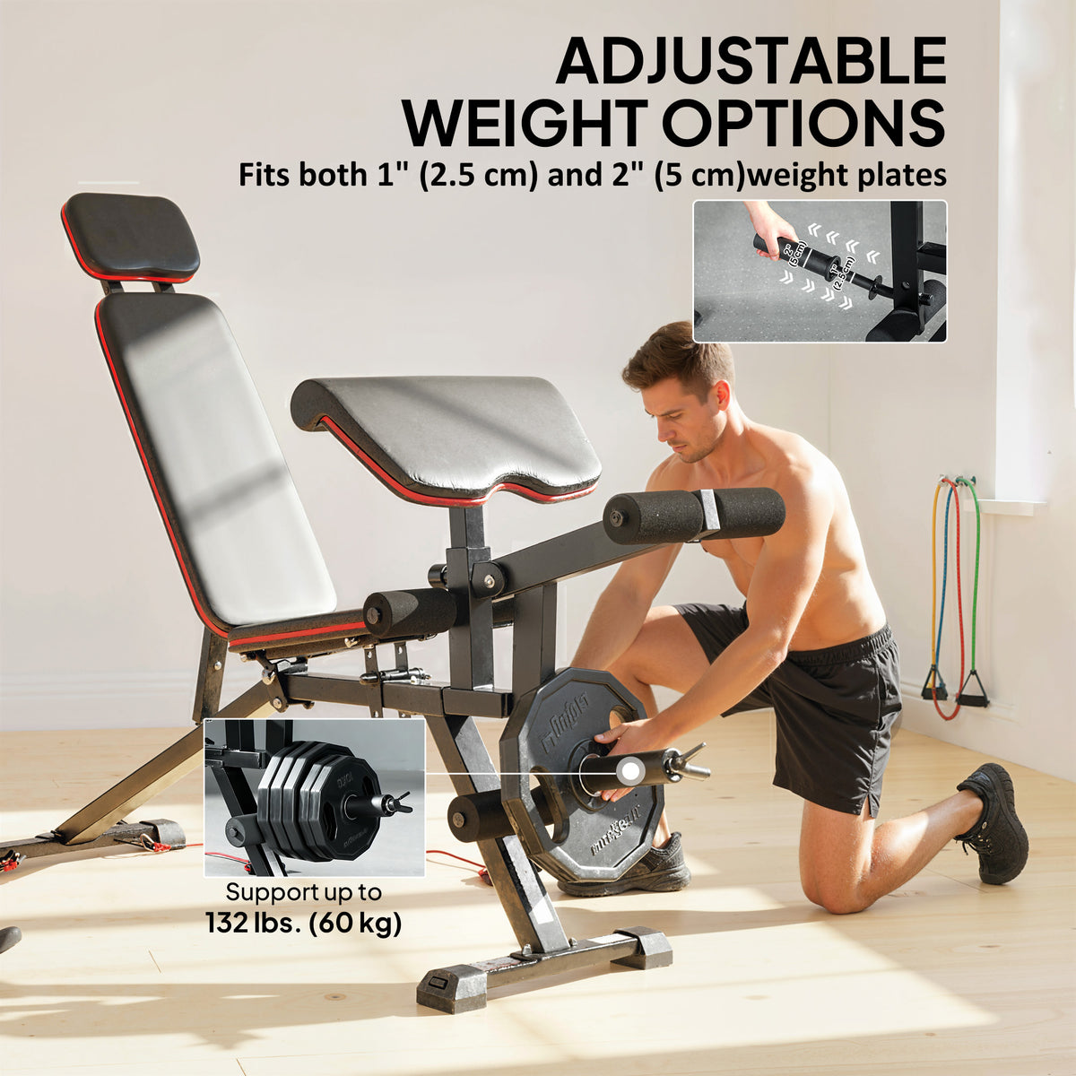Adjustable Weight Bench with Wheels