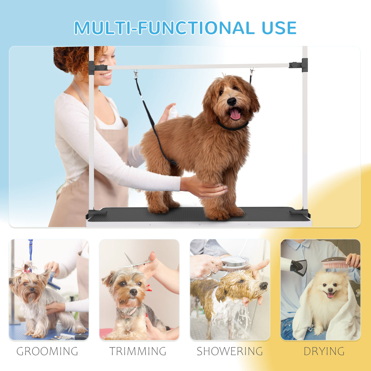 Adjustable Dog Grooming Table with Safety Slings