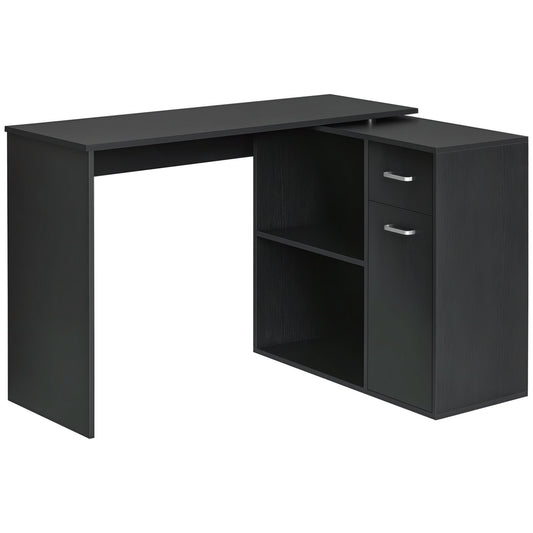 Corner Desk 180° Rotating with Storage Shelves