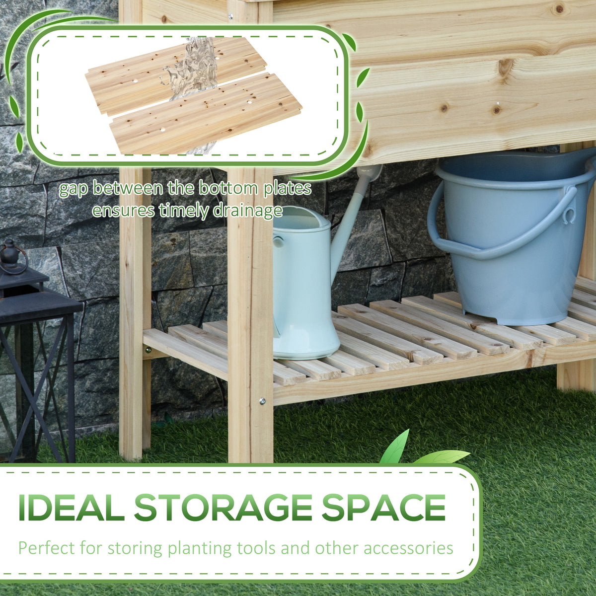 Elevated Planter Box with Storage Shelf 36 x 16 inches