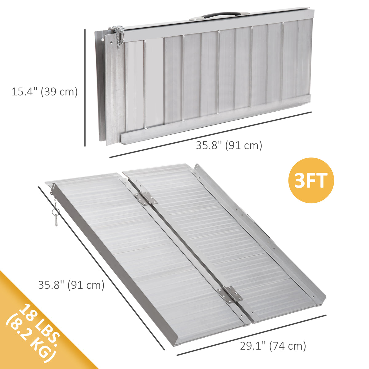 Folding Aluminum Wheelchair Ramp 3ft