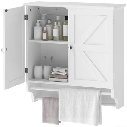 Armario de pared para baño con barras para toallas