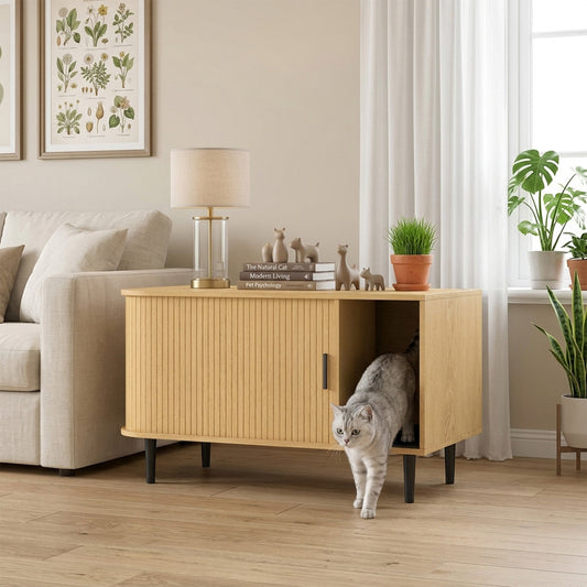 Mueble moderno corredero para arena de gatos