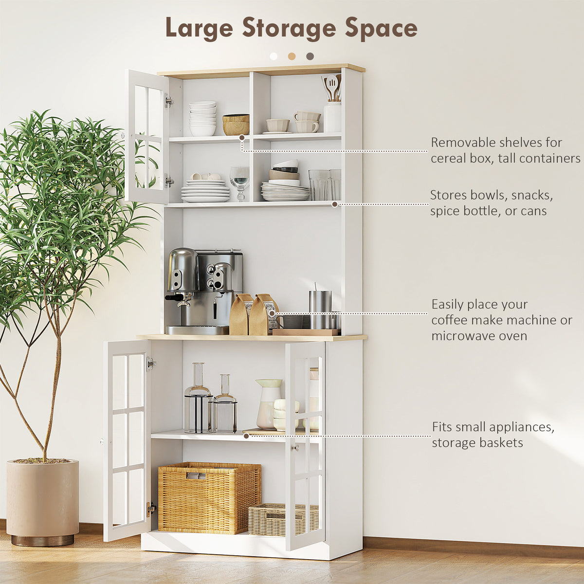 Kitchen Buffet with Hutch and Open Shelves