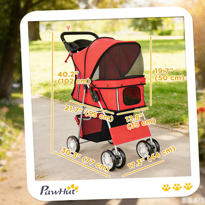 Cochecito plegable para mascotas con ruedas giratorias