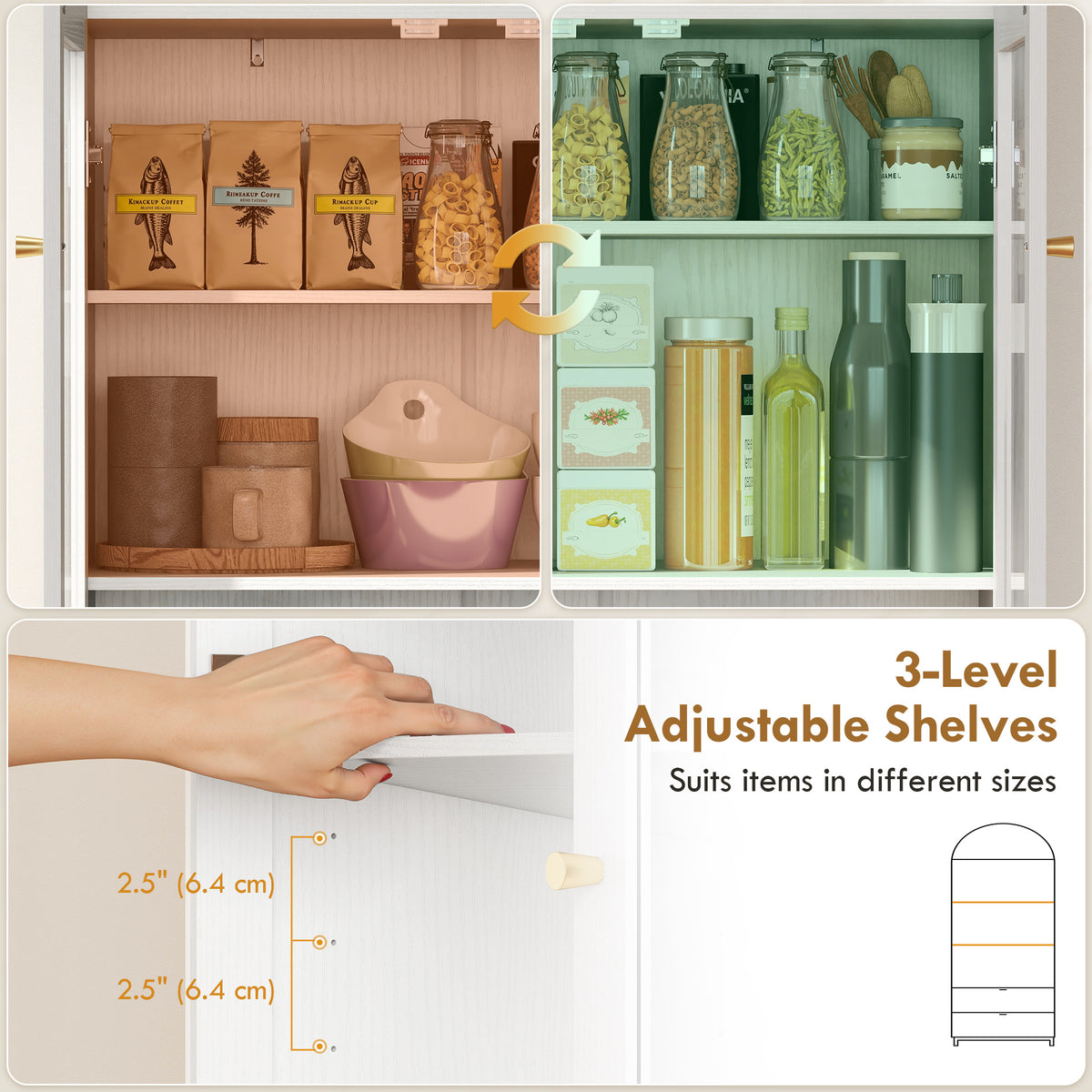 Armario de cocina arqueado con puertas de acrílico