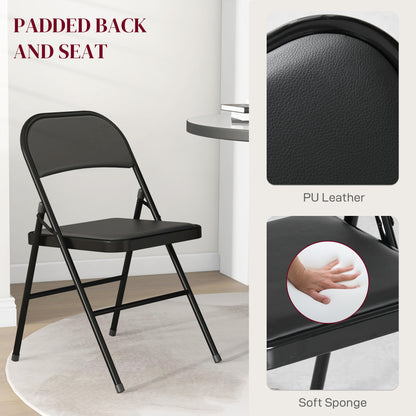 Foldable Padded Faux Leather Dining Chairs — Set of 2