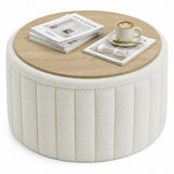 Round coffee table with hidden storage