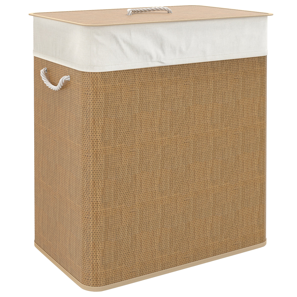 Cesto de ropa doble de bambú de 100 L con tapa