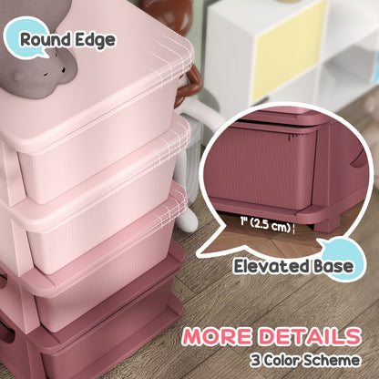 4-Tier Toy Organizer with 4 Plastic Drawers