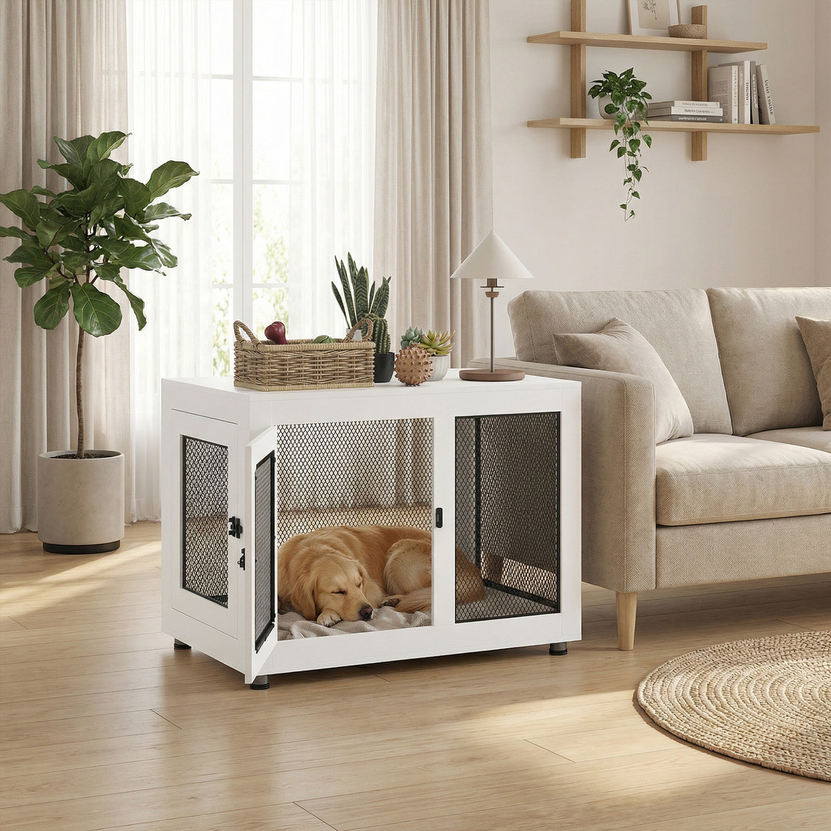 Dog Crate End Table Water-Resistant Cushion