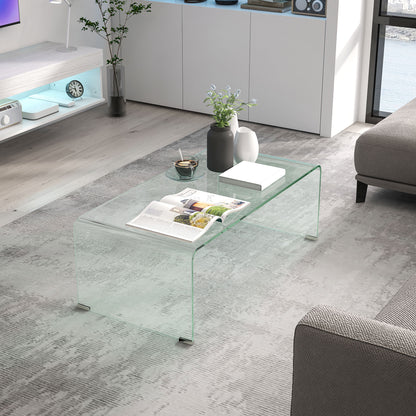 Mesa de centro rectangular de vidrio templado para sala de estar