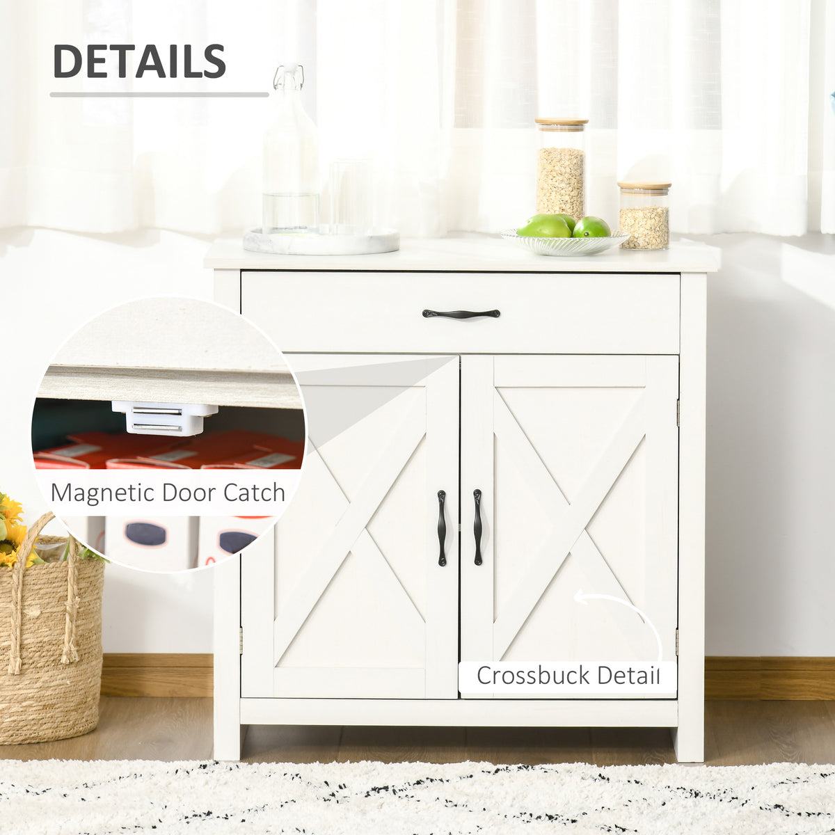 Farmhouse Sideboard with Barn Doors and Drawer