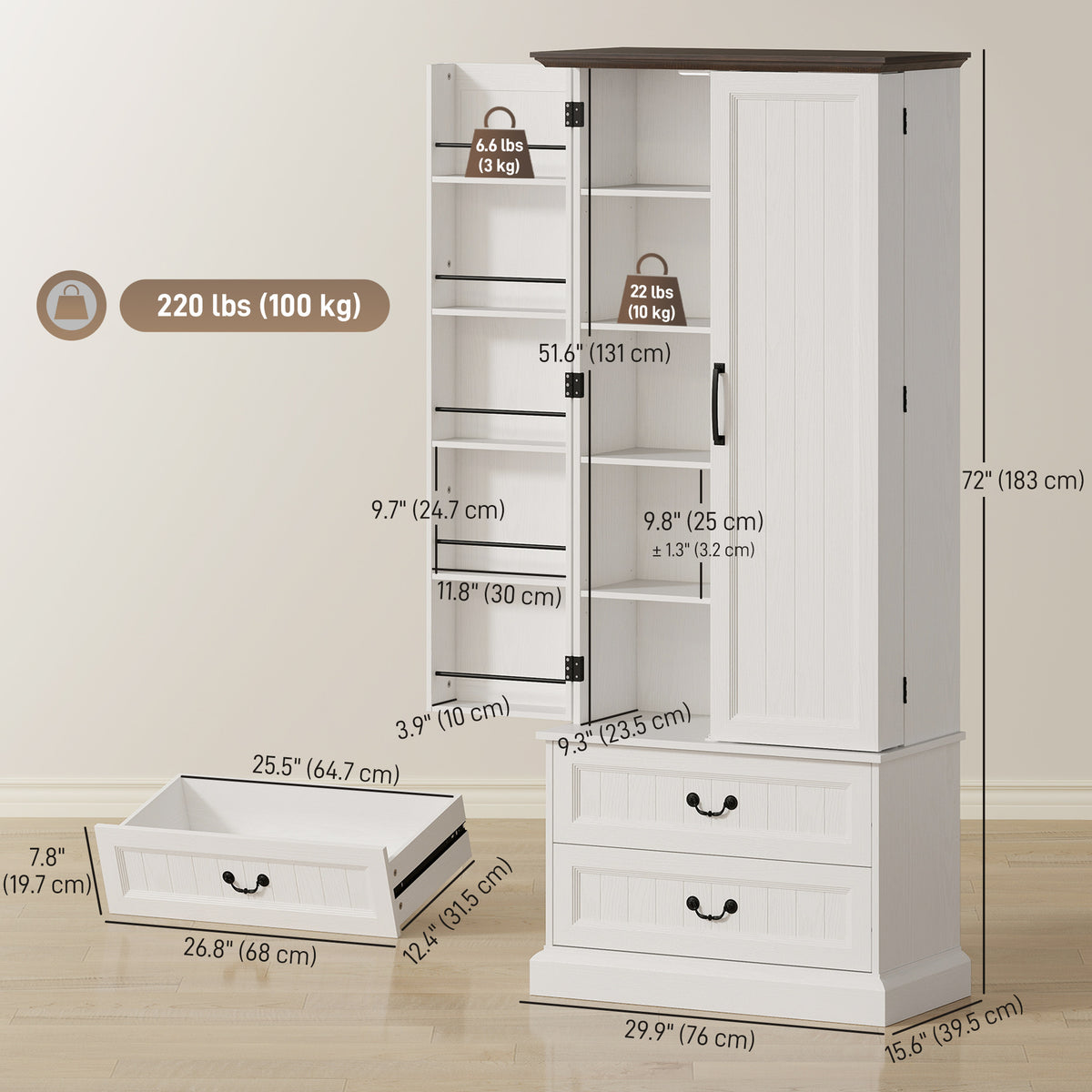 Aparador de cocina con luz LED con sensor