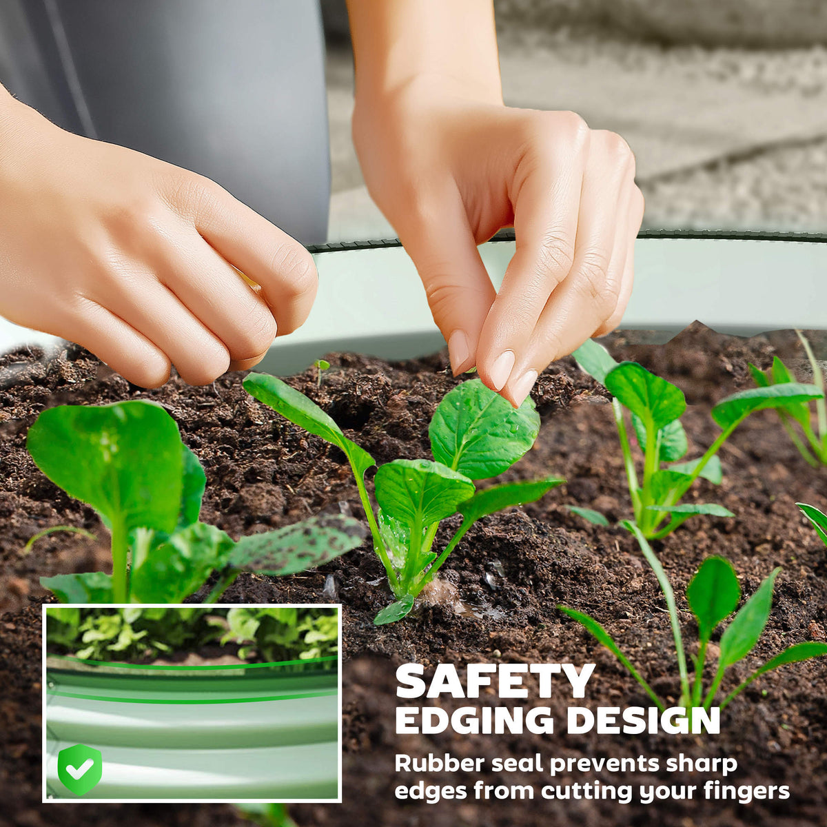 Set of 2 Raised Garden Beds Galvanised Steel Safety