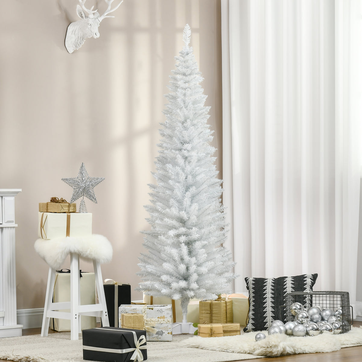 Pino de Navidad artificial delgado estilo lápiz 6 pi