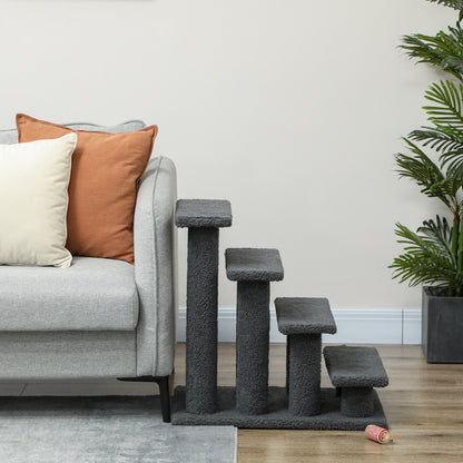 Cat Stairs 4-Step with Scratching Post — Dark Grey