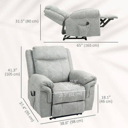 Manual Recliner Chair with Vibration Massage and Side Pockets
