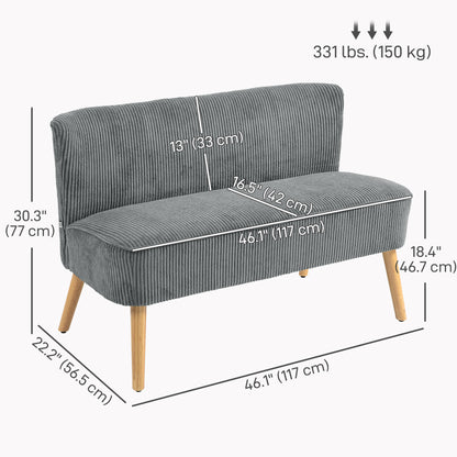Sofa 2 seater modern upholstered rubber wood legs